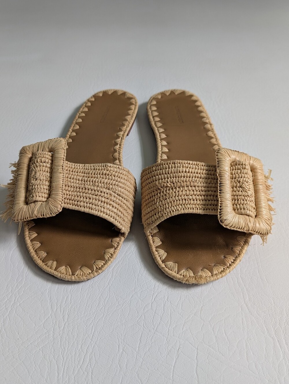 Carrie Forbes Kia Raffia Natural Sandals Size 11 Eur 41 Slides